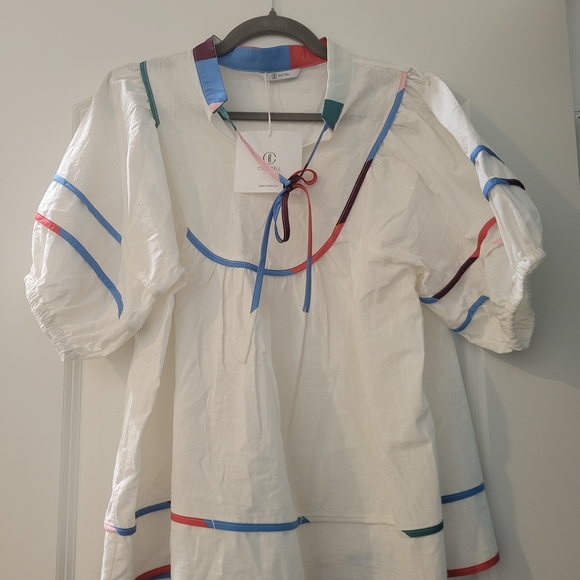 Cicy Bell Colorful Striped White Blouse - Picture 3 of 6